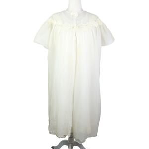 Vintage 60s Cream Nightgown and Peignoir Robe Sleepwear Set